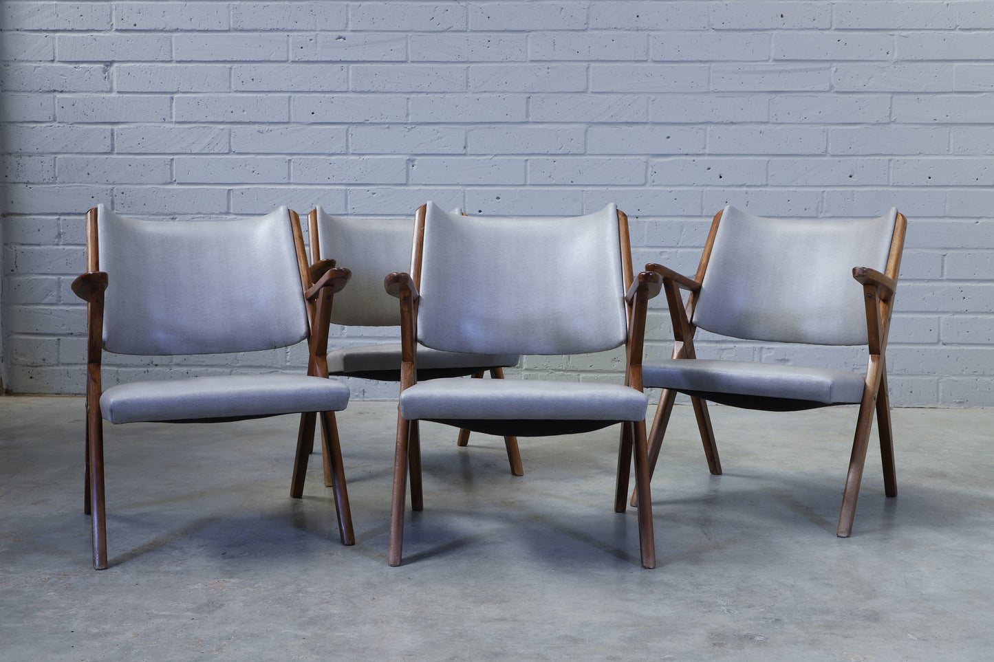 An Italian cherry and beechwood 'cinema' chair by Dal Vera. There are 3 available - the price quoted is per chair.